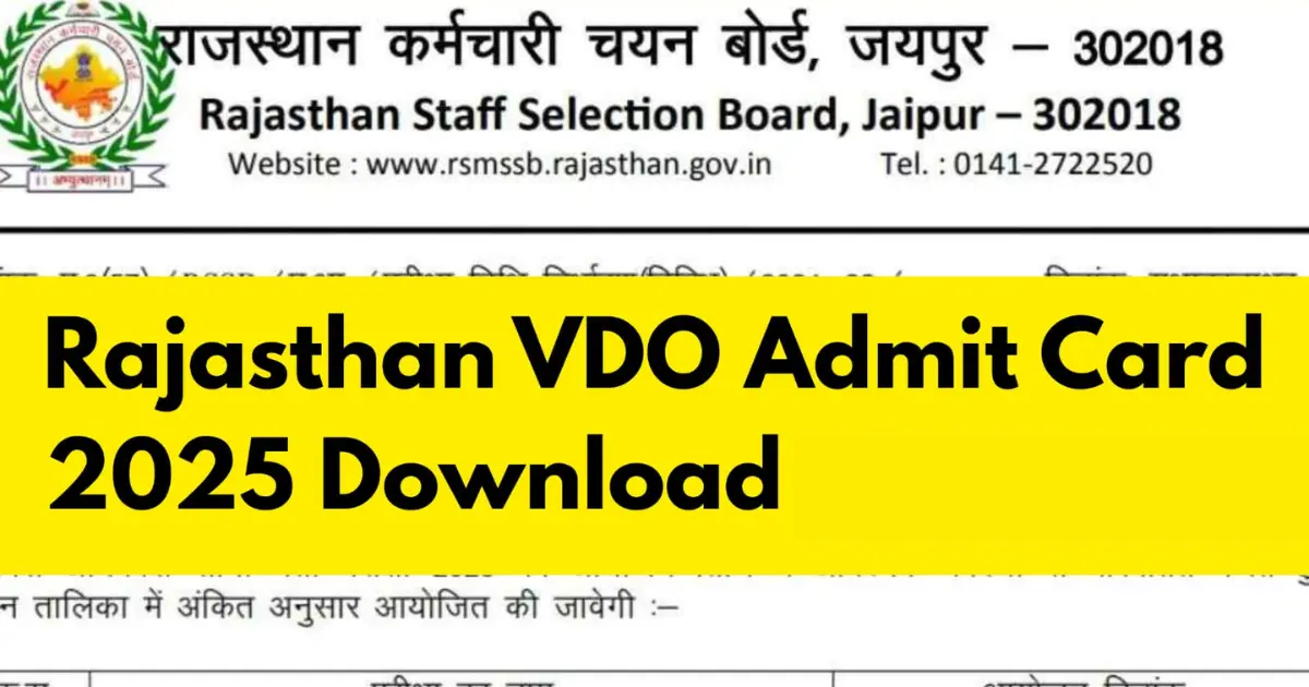 Rajasthan VDO Admit Card 2025